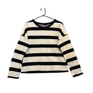 J.Crew Navy & Cream Striped Cotton Top Women's Medium Coastal French Inspired